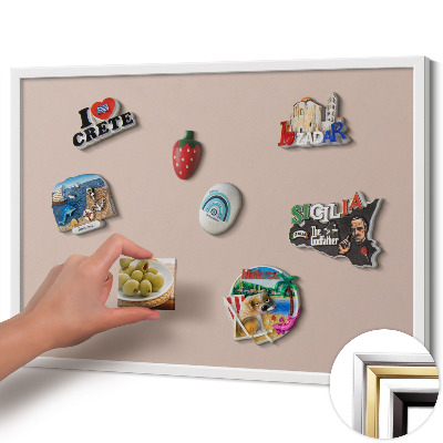 Magnetisk tavla med vit ram Färg puderrosa beige