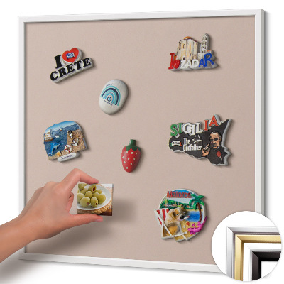 Magnetisk tavla med vit ram Färg puderrosa beige
