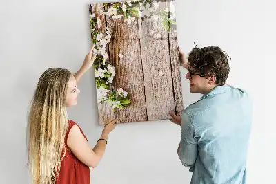 Tavla att skriva på med motiv av blommor på träbrädor