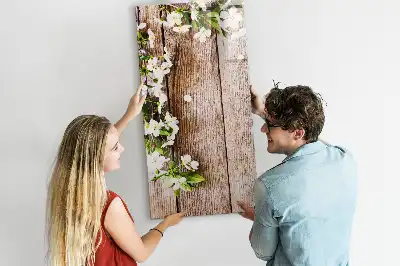 Tavla att skriva på med motiv av blommor på träbrädor