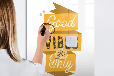 Tavla att skriva på med texten bara bra vibbar