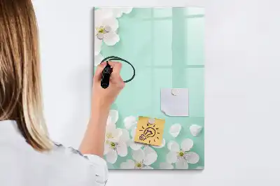 Magnettavla med motiv av blommande blommor