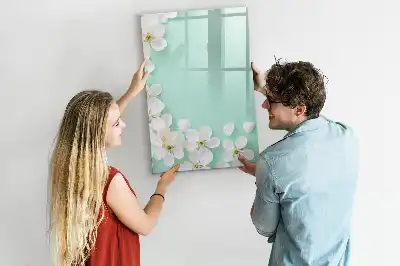 Magnettavla med motiv av blommande blommor