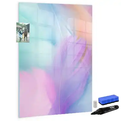 Tavla att skriva på med motiv av pastellfjädrar