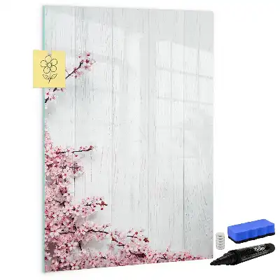 Magnettavla för ritning med motiv av blommor på trä