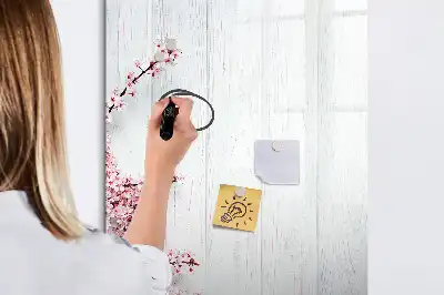 Magnettavla för ritning med motiv av blommor på trä