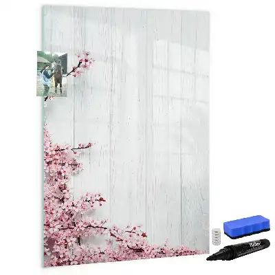 Magnettavla för ritning med motiv av blommor på trä