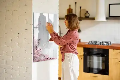 Magnettavla för ritning med motiv av blommor på trä