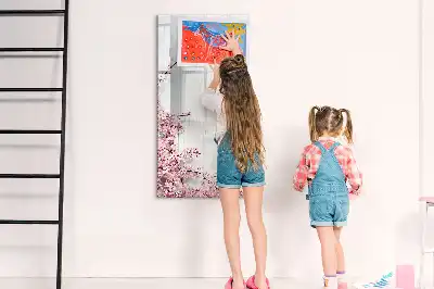 Magnettavla för ritning med motiv av blommor på trä