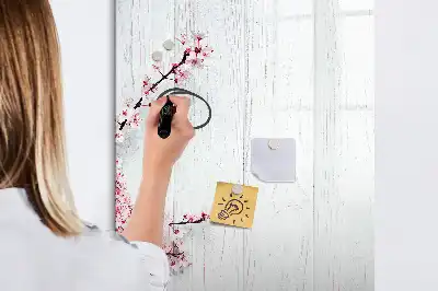 Magnettavla för ritning med motiv av blommor på trä