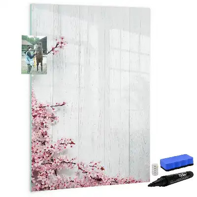 Magnettavla för ritning med motiv av blommor på trä