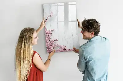 Magnettavla för ritning med motiv av blommor på trä