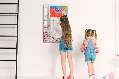 Magnettavla för ritning med motiv av blommor på trä