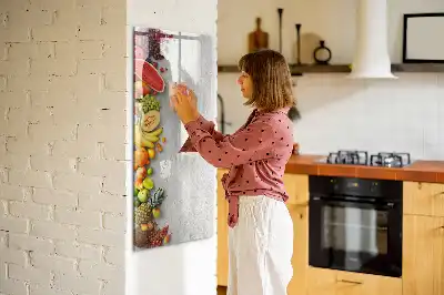 Tavla att skriva på med motiv av grönsaker på trä