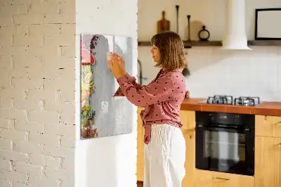 Tavla att skriva på med motiv av grönsaker på trä