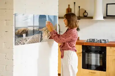 Magnetisk tavla med penna motiv av strandutsikt