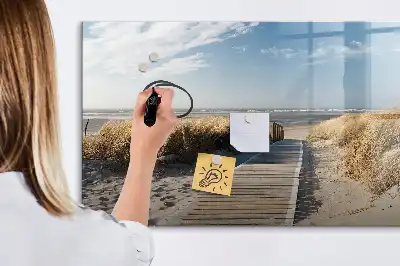Magnetisk tavla med penna motiv av strandutsikt