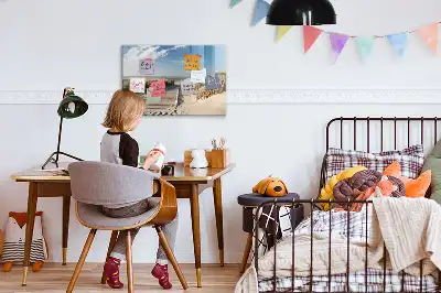 Magnetisk tavla med penna motiv av strandutsikt