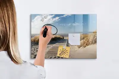 Magnetisk tavla med penna motiv av strandutsikt