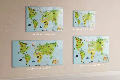 Magnetisk rittavla med motiv av en världskarta med djur