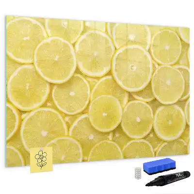 Magnetisk tavla med tillhörande penna och motiv av citronskivor