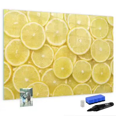 Magnetisk tavla med tillhörande penna och motiv av citronskivor