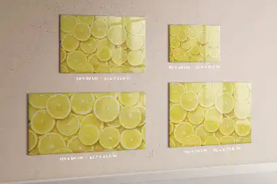 Magnetisk tavla med tillhörande penna och motiv av citronskivor