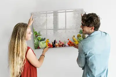 Magnetisk tavla med penna med motiv av grönsaker på bordet