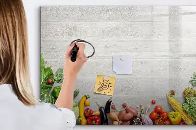 Magnetisk tavla med penna med motiv av grönsaker på bordet