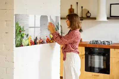 Magnetisk tavla med penna med motiv av grönsaker på bordet