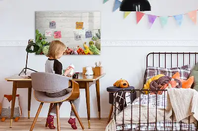Magnetisk tavla med penna med motiv av grönsaker på bordet