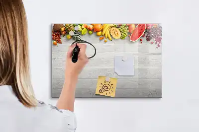Magnetisk tavla med penna motiv med frukt på bordet