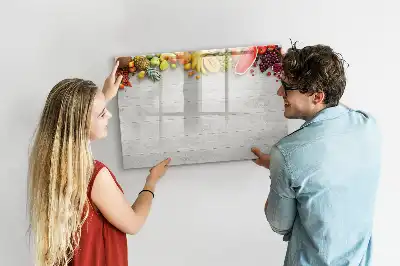 Magnetisk tavla med penna motiv med frukt på bordet