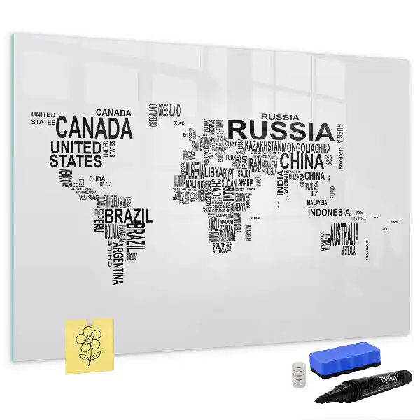 Magnetisk tavla med penna kontinenter av bokstäver