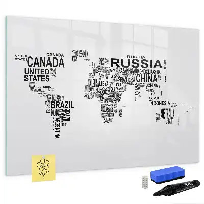 Magnetisk tavla med penna kontinenter av bokstäver