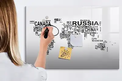 Magnetisk tavla med penna kontinenter av bokstäver