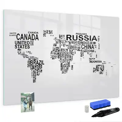 Magnetisk tavla med penna kontinenter av bokstäver