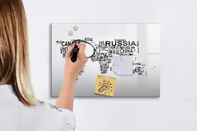 Magnetisk tavla med penna kontinenter av bokstäver