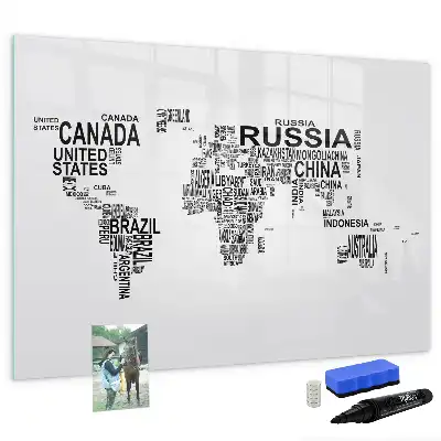 Magnetisk tavla med penna kontinenter av bokstäver