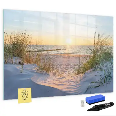 Magnetisk rittavla med motiv av solnedgång på stranden