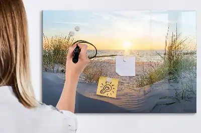 Magnetisk rittavla med motiv av solnedgång på stranden