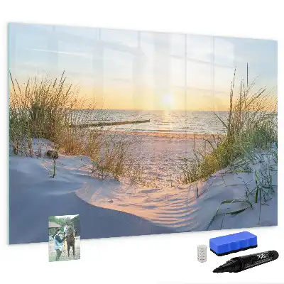 Magnetisk rittavla med motiv av solnedgång på stranden
