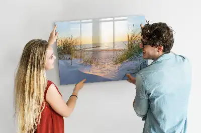 Magnetisk rittavla med motiv av solnedgång på stranden