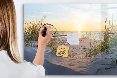 Magnetisk rittavla med motiv av solnedgång på stranden