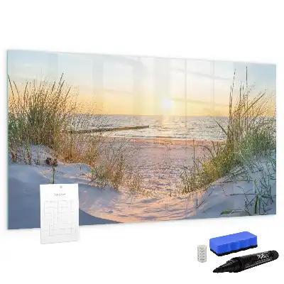 Magnetisk rittavla med motiv av solnedgång på stranden