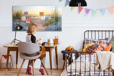 Magnetisk rittavla med motiv av solnedgång på stranden