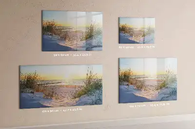 Magnetisk rittavla med motiv av solnedgång på stranden