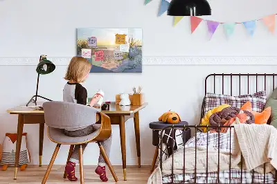 Magnetisk rittavla med motiv av solnedgång på stranden