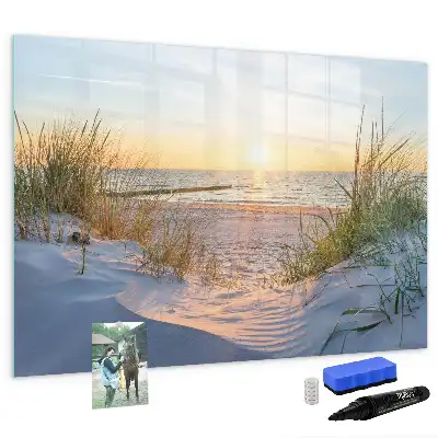 Magnetisk rittavla med motiv av solnedgång på stranden
