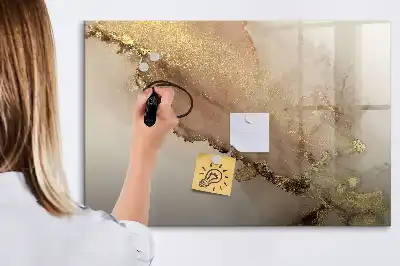Magnetisk tavla med penna i marmormönstrat utförande i guld